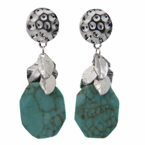 Boho Hammered Blue Rock Ear Candy