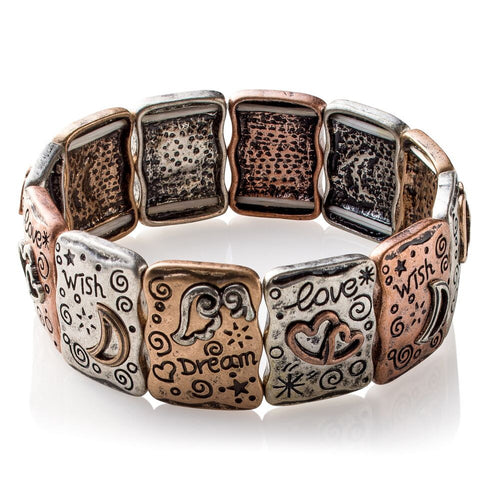 Dream Pillows 'Positive Amen' Metal-Art Stretch Bracelet