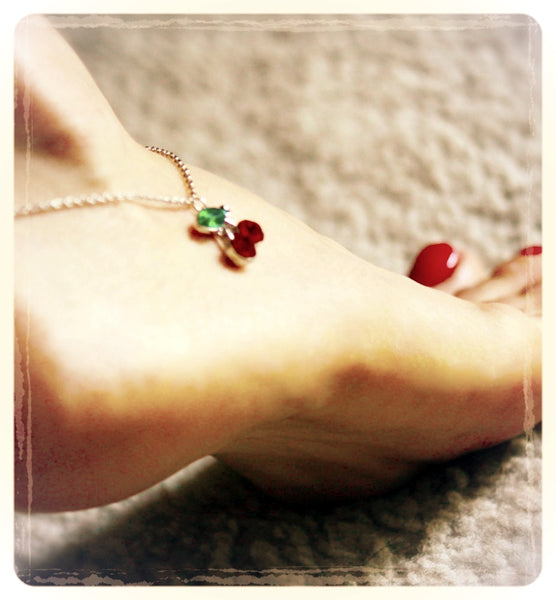 VALENTINE LIMITED EDITION 'Cherry Charm Drop' Anklet.