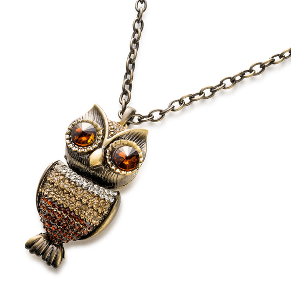 'Gypsy Gem Encrusted Owl' Neck Lanyard. Traditional Owl Necklace Revamped!