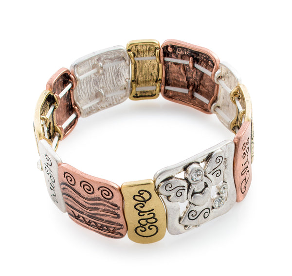 Blessed Positivity Metal-Art Stretch Bracelet with Anglic Vibes