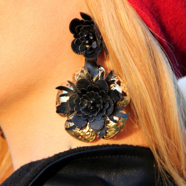 Black Floral Bombshell Ear Candy.